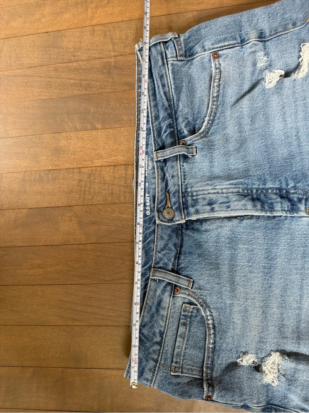 Old Navy Women’s 16 “High Rise OG Secret-Smooth” Light Blue Denim Cutoff Shorts